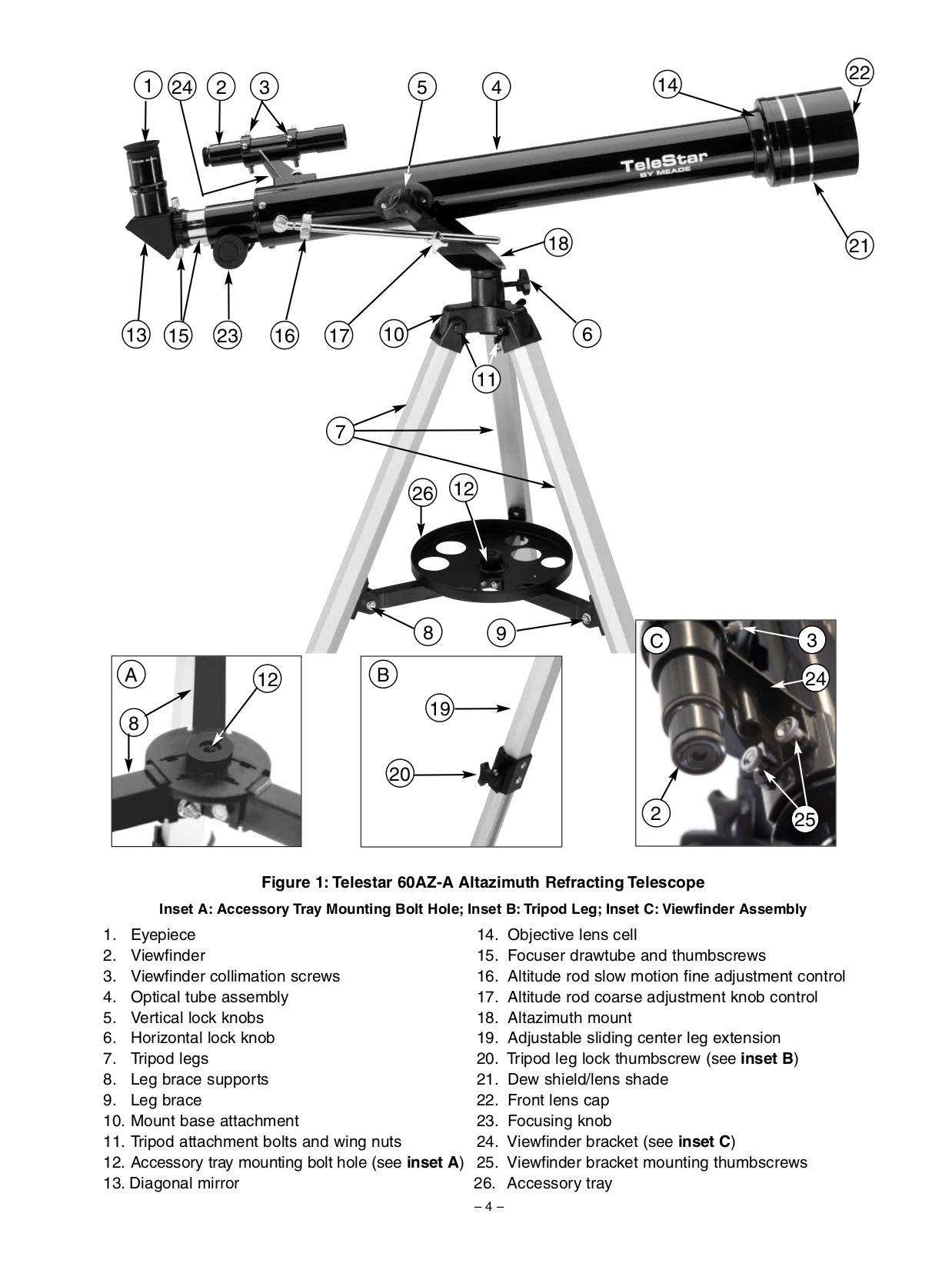 PDF manual for Meade Telescope Polaris 60AZ-D